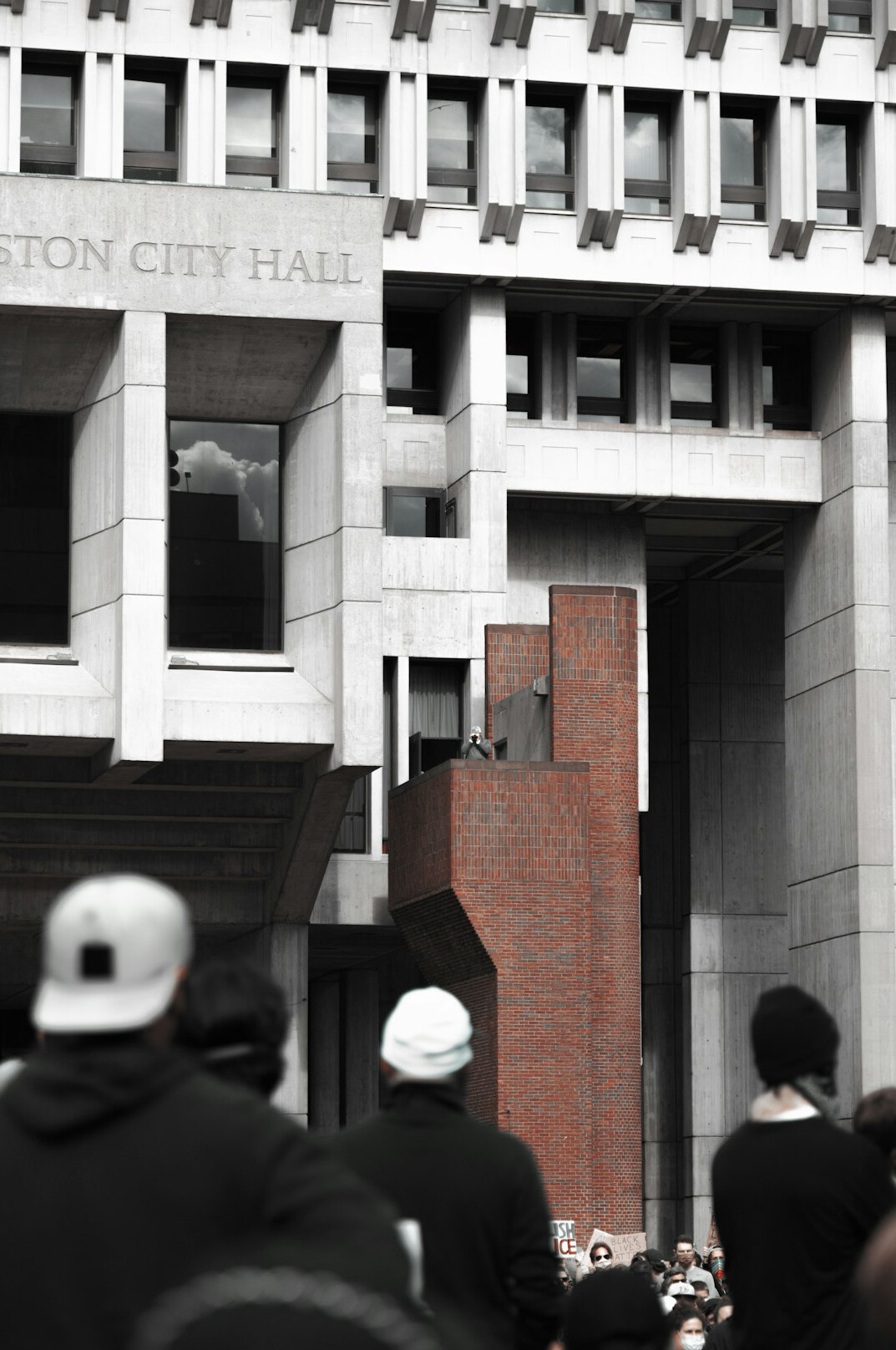 protesters outside city hall